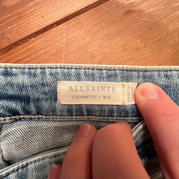 Mens Allsaints Blue Acid Wash Cigarette Jean 32 waist 27 length - Picture 4 of 6